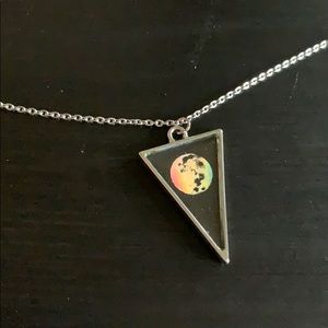 Holographic moon pendant necklace